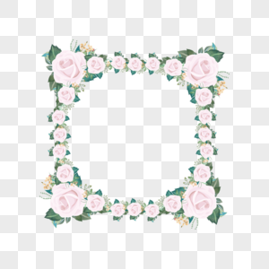 方形粉色花卉植物边框图片