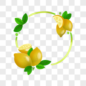 柠檬叶子圆形边框图片