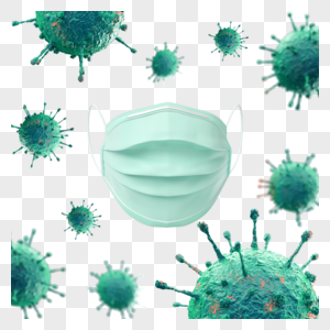 绿色细胞口罩防护疫情图片