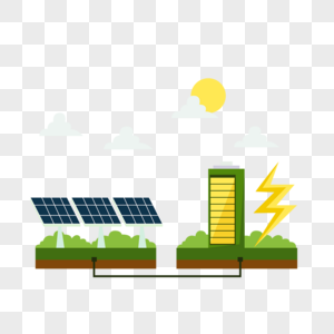 太阳能电板电池环保绿色能源概念插画图片