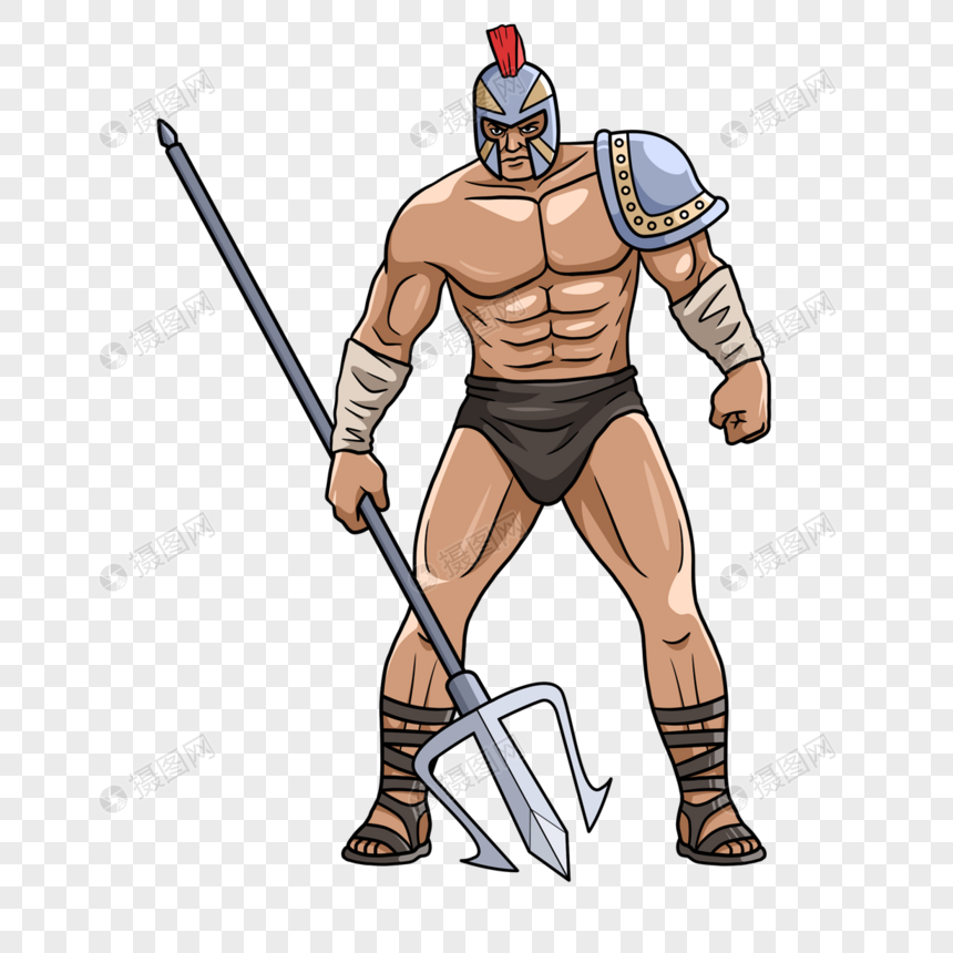 古罗马叉子战士卡通图片