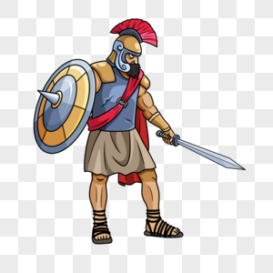 古罗马勇士红色卡通图片