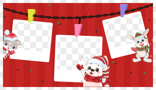圣诞节雪人兔子红色相框高清图片