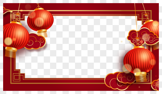 春节红灯笼喜庆几何边框图片