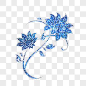 扁平风格蓝色水晶花卉图片
