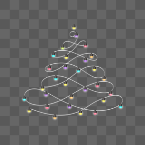 圣诞灯串圣诞树造型高清图片