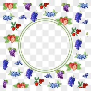 水果蓝莓水彩边框高清图片