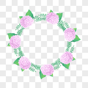 绣球花卉水彩花环边框图片