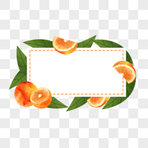 橙子水果水彩长方形边框图片