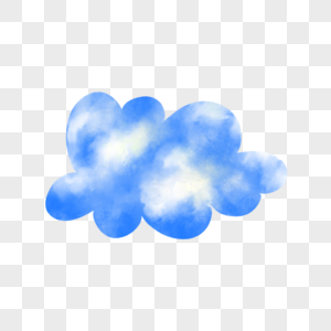 云朵水彩风格蓝色图片