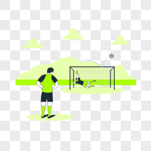 足球运动员射偏球门比赛插画图片