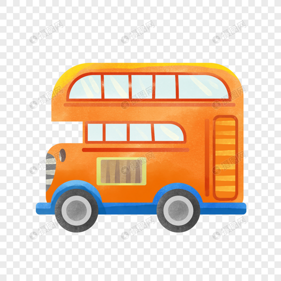 橙色卡通小巴士汽车图片