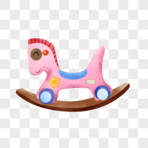 粉色水彩婴儿儿童玩具木马图片