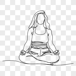 瑜伽冥想姿势女人正面线条画抽象图片