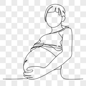 抽象线条画怀孕女人半身图片