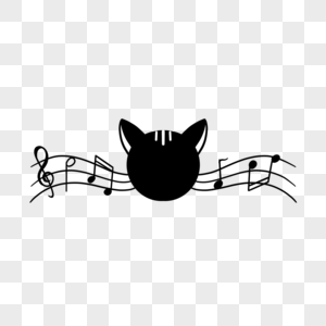 黑色小猫胡须变形五线谱图片