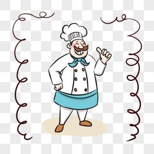 戴帽子快乐厨师角色插图图片