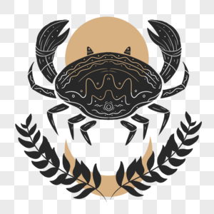 巨蟹座波西米亚风格十二星座徽标图片