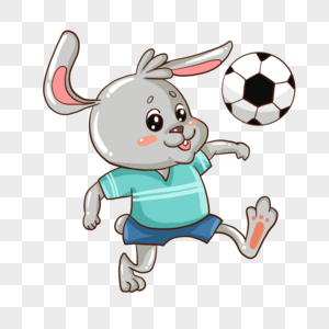 卡通运动兔子踢足球形象图片