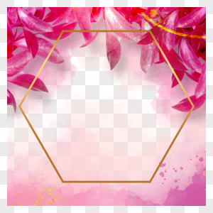 粉色创意叶片植物花卉水彩边框图片