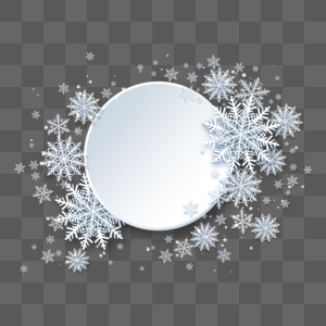 圆形立体底纹冬天雪花边框图片