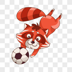 卡通小浣熊运动踢足球形象图片