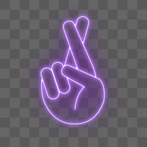 紫色霓虹手指交叉手势图片