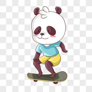 卡通可爱玩滑板动物熊猫图片