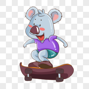 可爱卡通动物考拉滑板运动图片