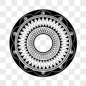 黑白几何圆形波利尼西亚风格装饰花纹边框图片