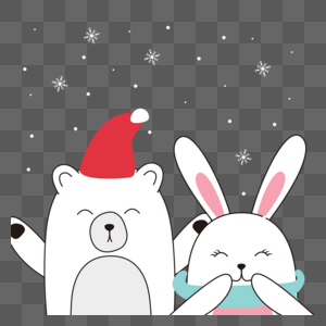 卡通圣诞动物熊兔子图片