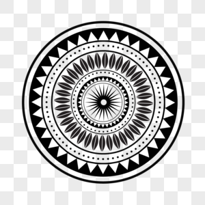 黑白圆形波利尼西亚风格装饰花纹边框图片