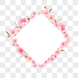 水彩粉色桃花边框图片