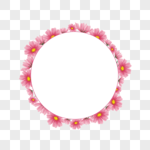 水彩格桑花卉圆形边框图片