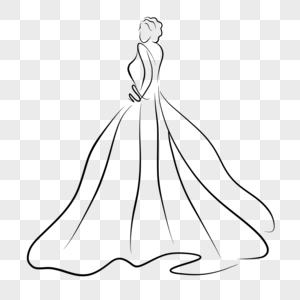 抽象线条婚纱礼服双手叉腰的新娘图片