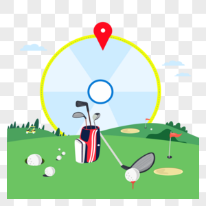 球袋和球杆高尔夫运动插画图片