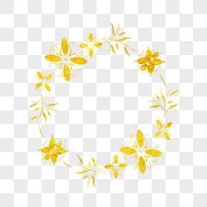 烫金花朵花环图片