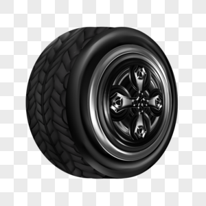 黑色发亮轮毂立体质感轮胎图片