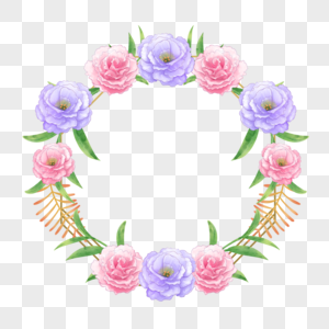 水彩花卉洋桔梗婚礼边框装饰图片