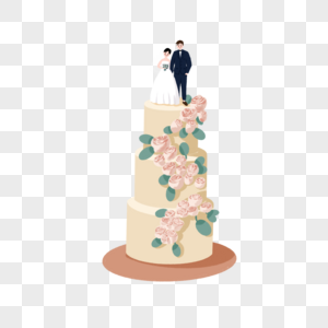 婚礼玫瑰花人物蛋糕图片