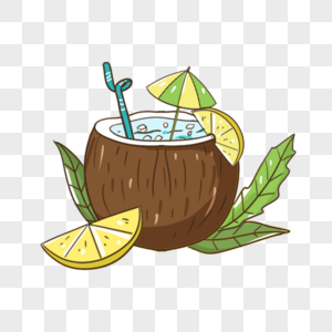 可口的夏季椰子果汁饮料图片