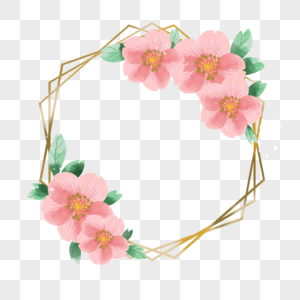 粉色水彩花卉婚礼植物花环图片