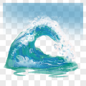 浪花抽象海浪蓝色水彩图片