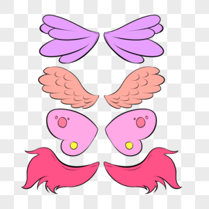 卡通可爱翅膀天使鸟蝴蝶形状怪物粉色羽毛图片