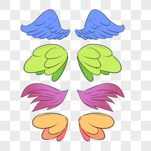 卡通可爱翅膀天使鸟蝴蝶形状绿色羽毛图片