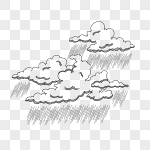 黑白素描大雨天气雕刻风格图片
