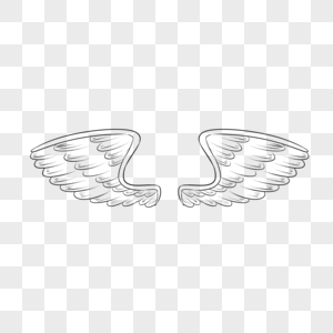复古线翅膀鸟羽毛形状天使展翅高飞图片