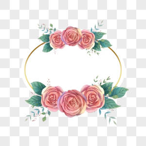 水彩花卉婚礼椭圆边框图片