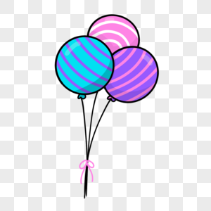 彩色条纹气球卡通生日剪贴画图片