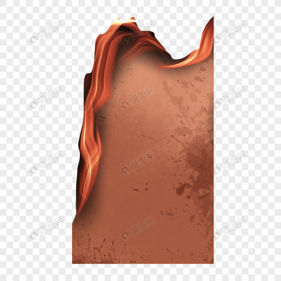棕色火烧纸边缘燃烧破旧的牛皮纸图片